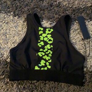 Aria Neon Leopard Sports Bra size L NWT